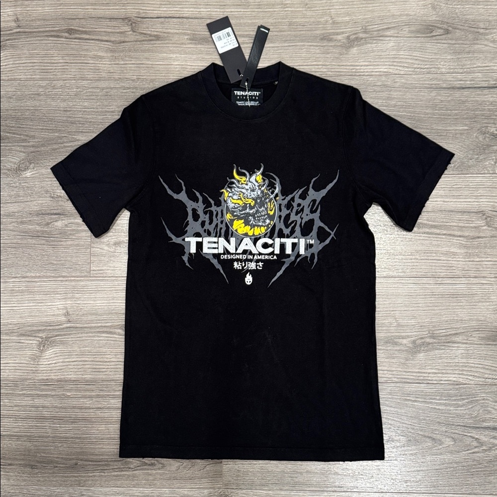 Tenaciti Studios Distressed Black Rock & Roll Skull Tee Men’s Size Extra Small